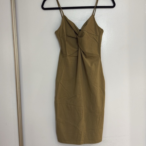 MOVING SALE - Forever 21 Olive green front knot midi dress - Picture 1 of 9